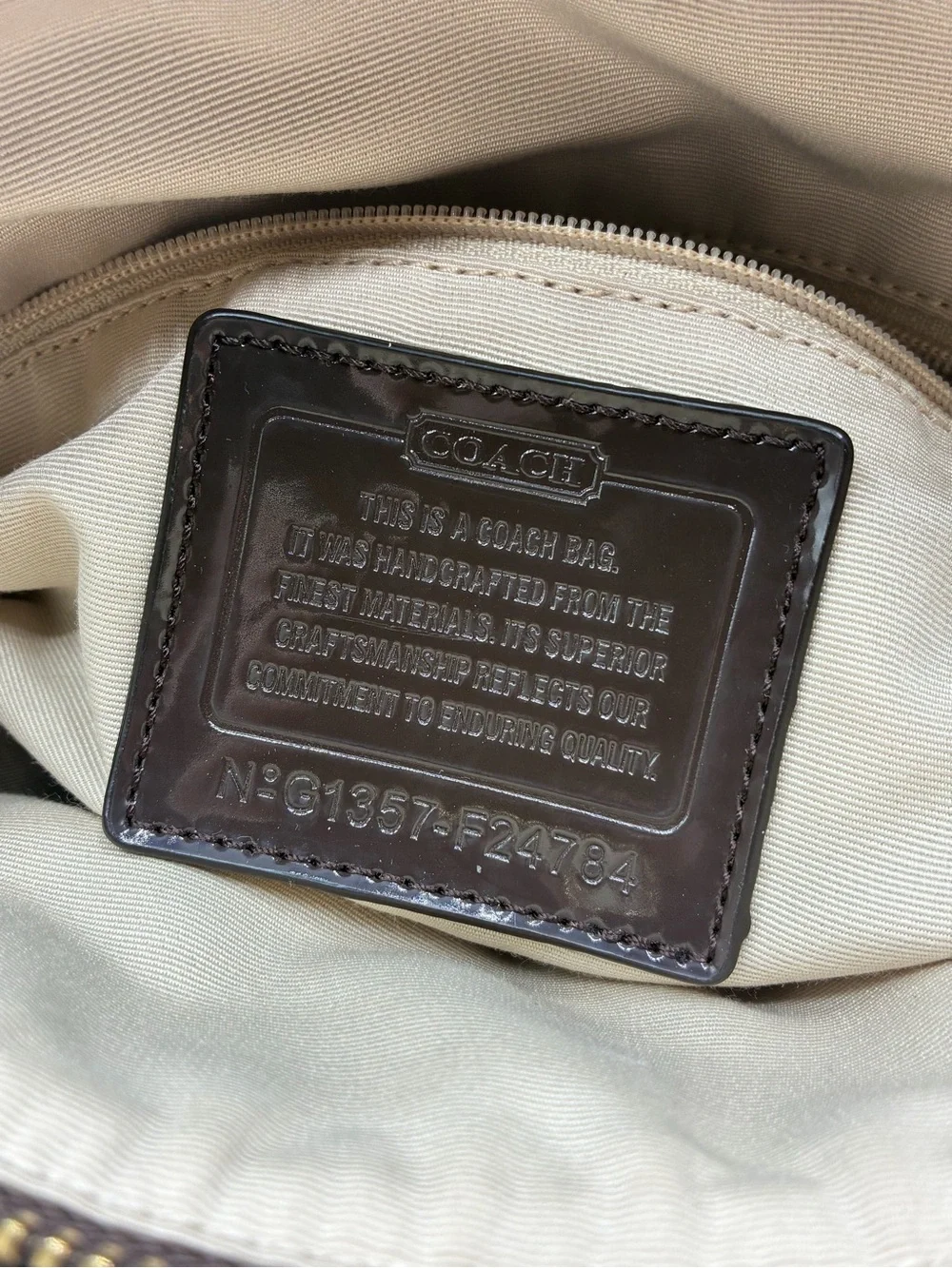 Coach Wool Stripe Satchel Bow Bag F24784 Beige Brown